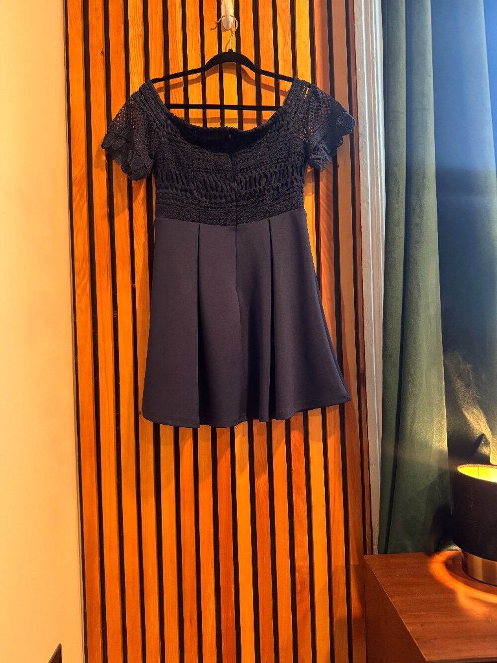 Francesca’s Blue Lace Overlay Mini Dress - Size M